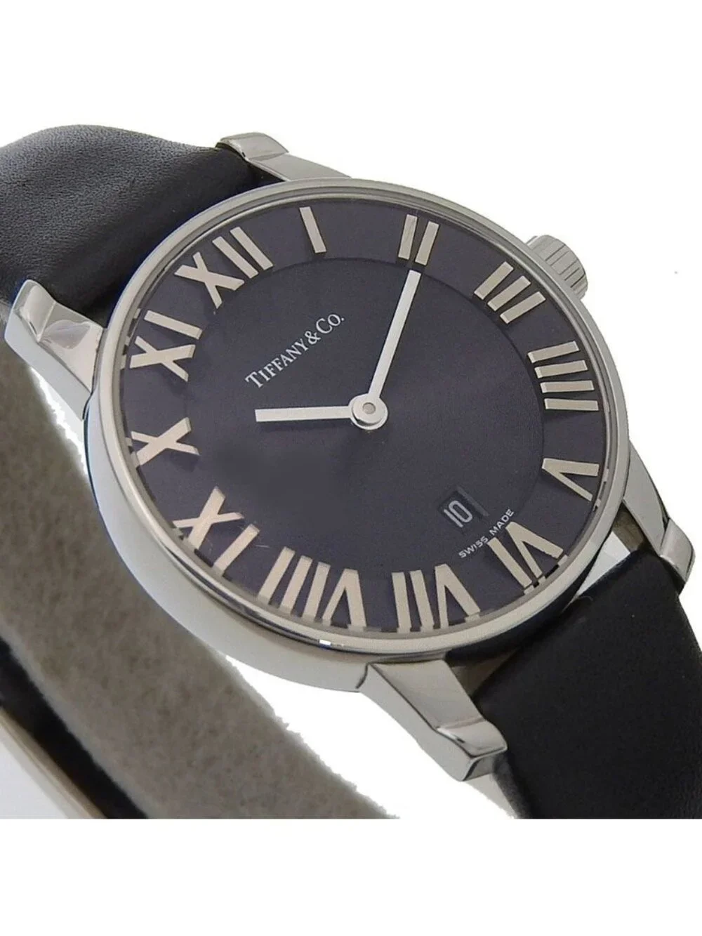 Tiffany & Co Atlas Dream Stainless Steel Quartz Analog Display Black Dial Watch